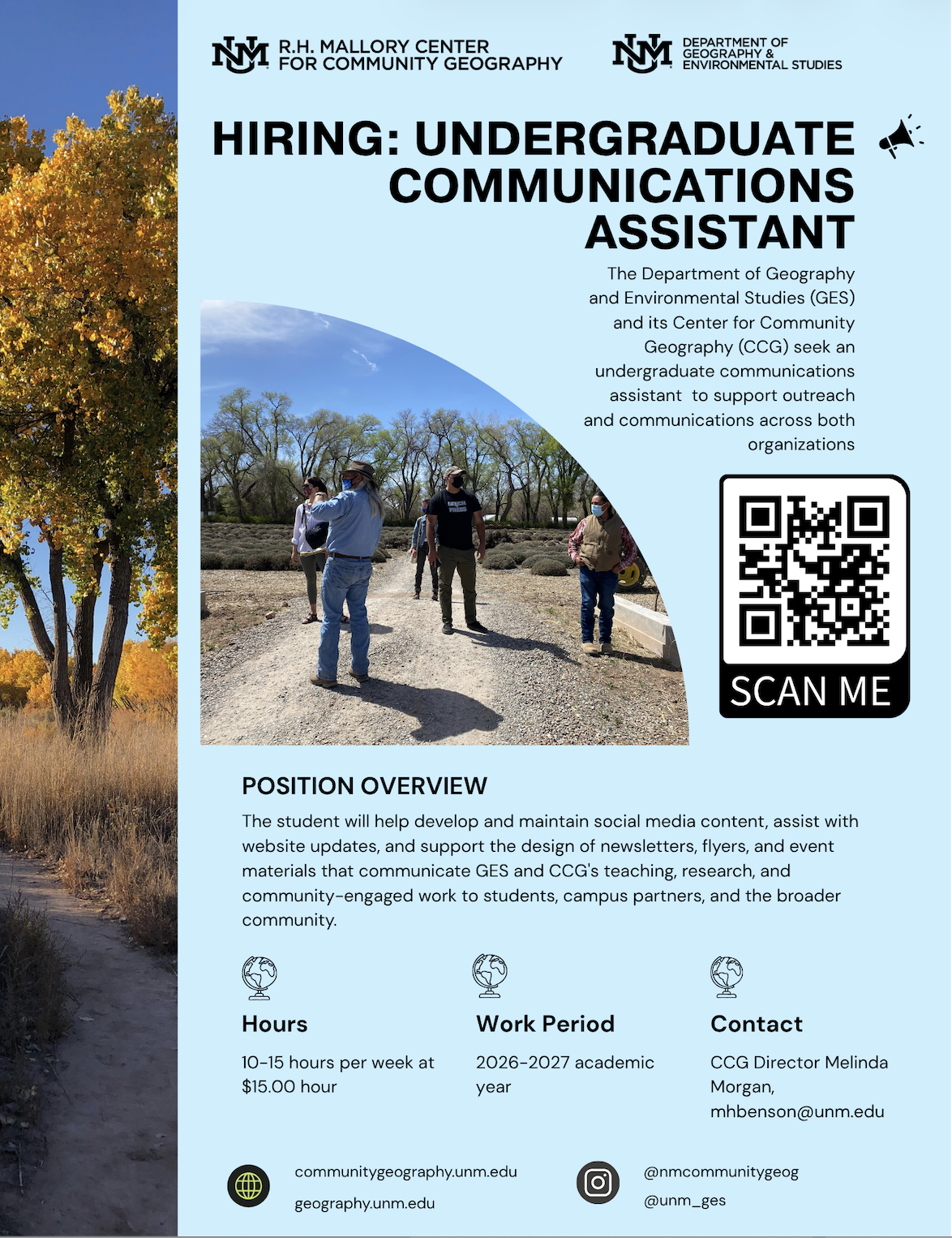 QR code to apply for undergraduate communications assistant